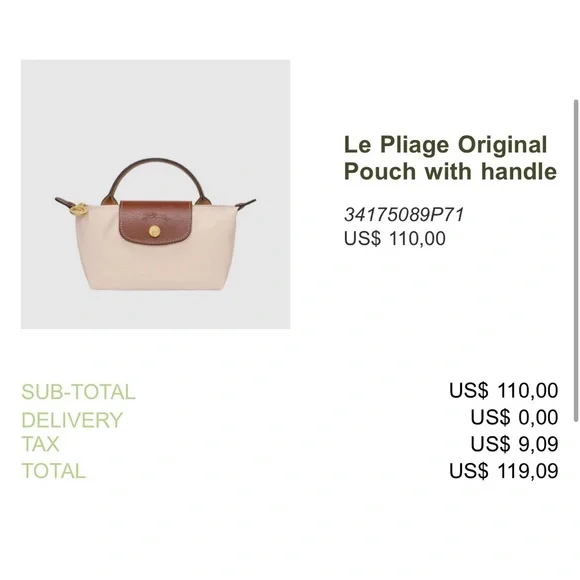 Longchamp Le Piliage Original Pouch with handle - Picture 3 of 3